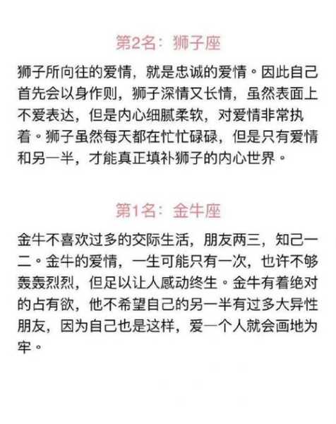 十二星座忠诚排行榜图片，十二星座忠诚排行榜图片最新